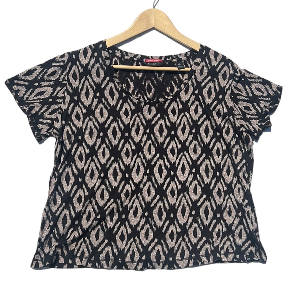 Scotch & Soda Beach‎ Bandits Tan & Black Print Boxy Tee Size XS